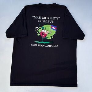 Vintage Mad Murphy’s Irish Pub Siem Real Cambodia Black T Shirt Size Men’s Large